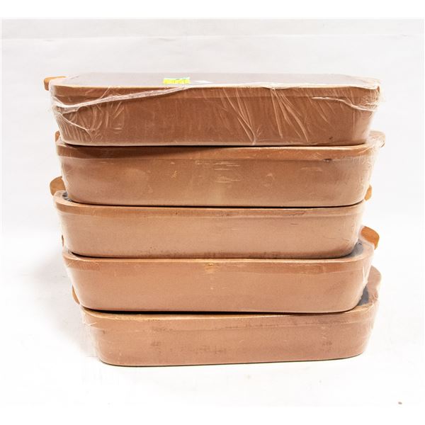 LOT OF 5 TERRA COTTA BAKING DISHES