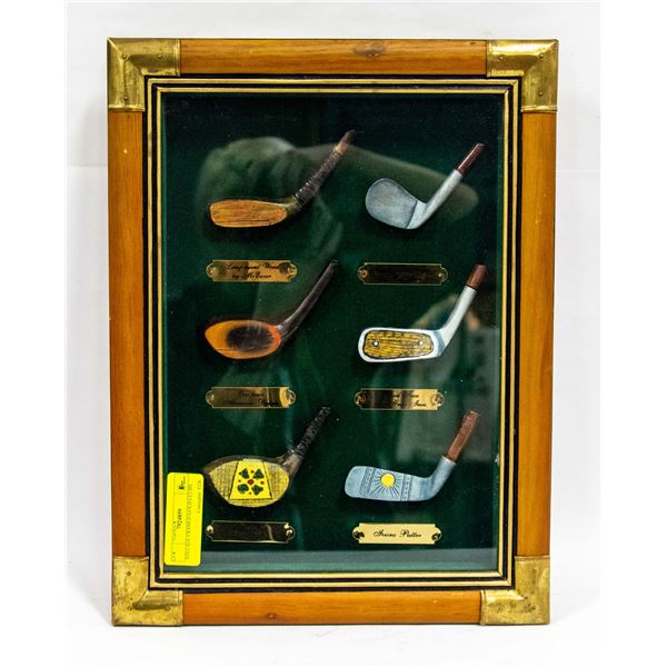 VINTAGE FRAMED GOLD CLUBS