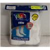 CREW SOCKS WHITE SIZE 12-16 6-PACK