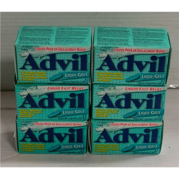 6 ADVIL LIQUID FAST RELIEF 32 LIQUID GELS