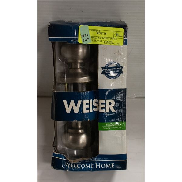 WEISER HALL & CLOSET DOOR KNOB SET,SILVER COLOUR