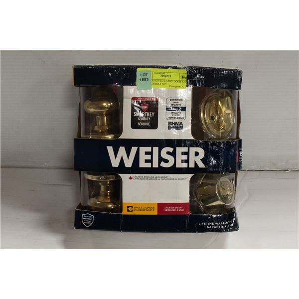 WEISER KEYED ENTRY DOOR KNOB & DEAD BOLT SET