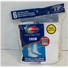 Image 1 : CREW SOCK WHITE SIZE 6-12 6-PACK