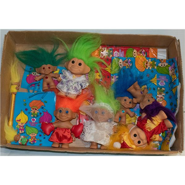 FLAT OF VINTAGE TROLL DOLLS