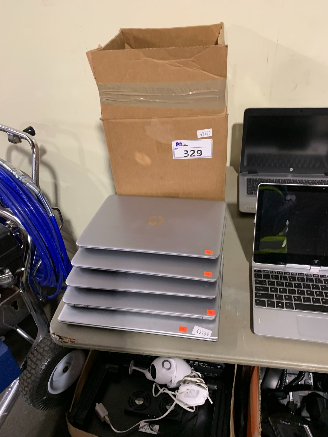5 ASSORTED HP SILVER LAPTOP COMPUTERS ( HDD REMOVED & NO POWER ADAPTER ...