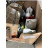 Image 2 : 5 BOXES OF ASSORTED KITCHEN, STATIONARY & LIQUID ITEMS INCLUDING: OSTER BLENDER, HOT WATER CATTLE,