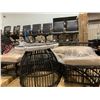 Image 1 : LARGE DARK PLASTIC RATTAN 3 PCS CURVED SUN SHADE OUTDOOR PATIO CHAT / LOUNGE SET WITH 2 COUCHES,