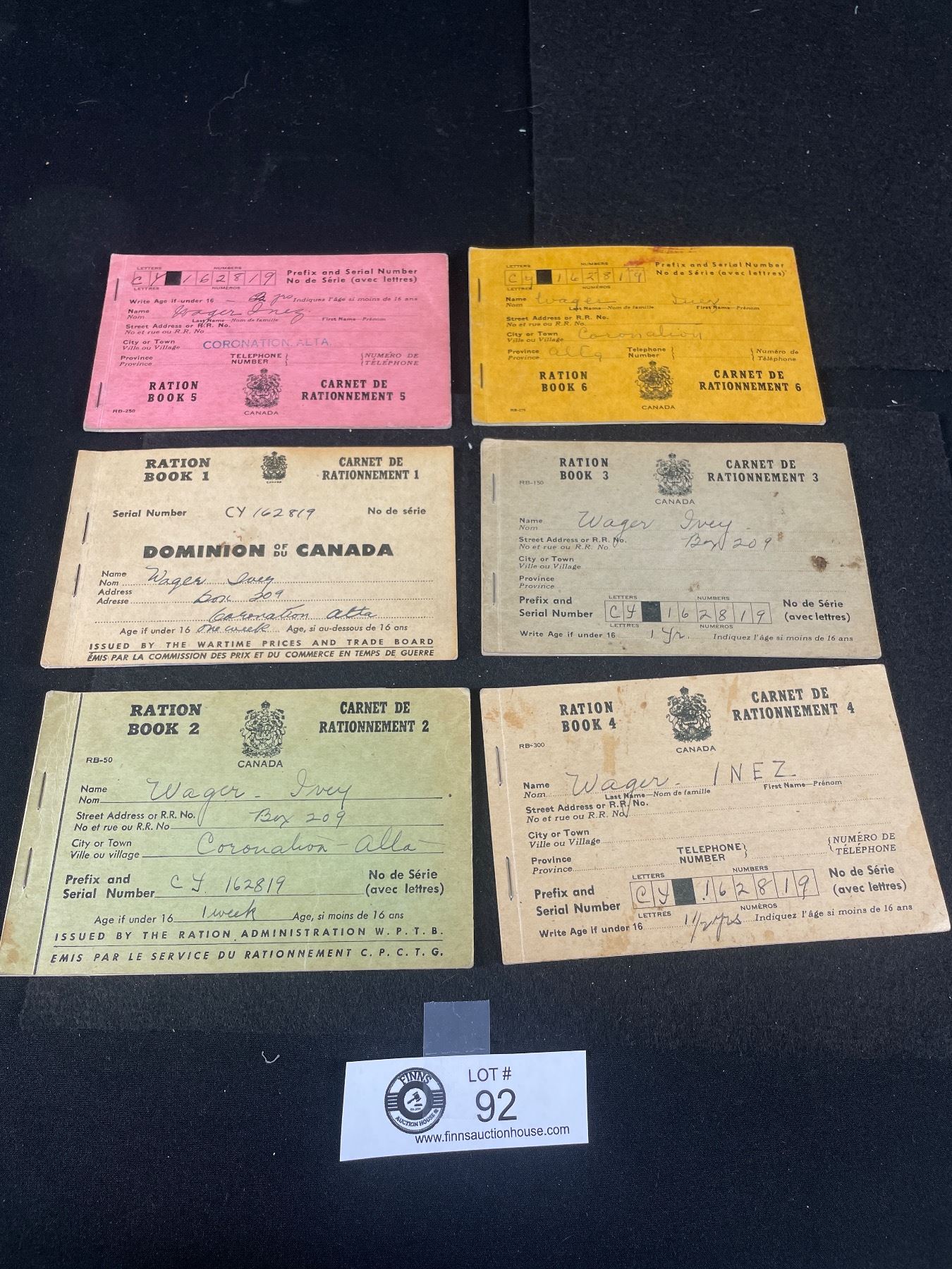 Canadian Ration Books WW2 WWII Canadian Ration Book Set of 6