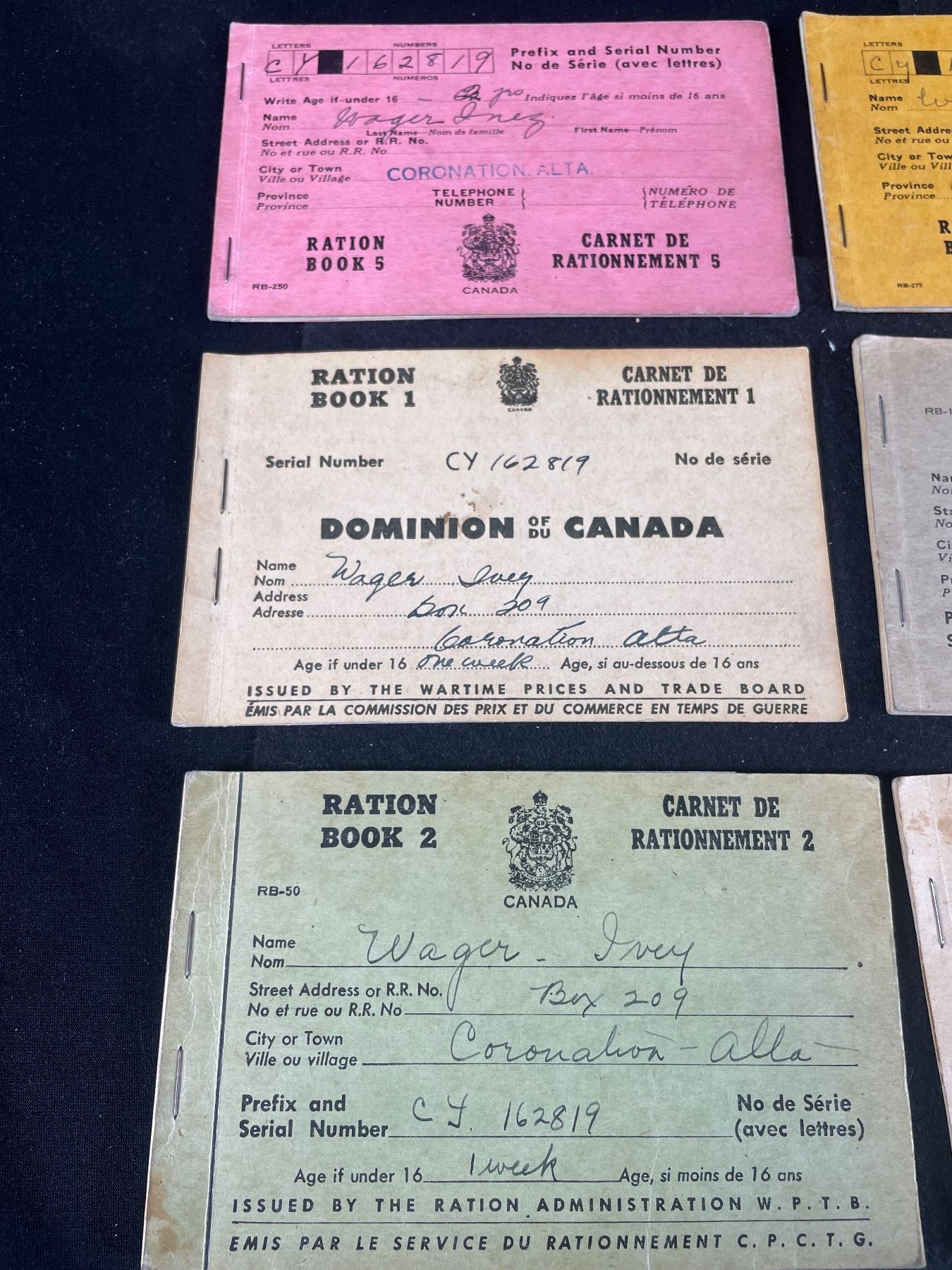 Canadian Ration Books WW2 WWII Canadian Ration Book Set of 6