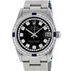 Image 2 : Rolex Womens Midsize 31mm Black String Diamond & Sapphire Datejust Wristwatch
