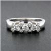 Image 2 : Unique 18k White Gold 0.58 ctw Round Diamond 3 Stone Band Ring w/ Diamond Prongs