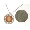 Image 7 : 18k White Gold 7.59 ctw Peach Orange Bezel NATURAL Moonstone Diamond Halo Pendan
