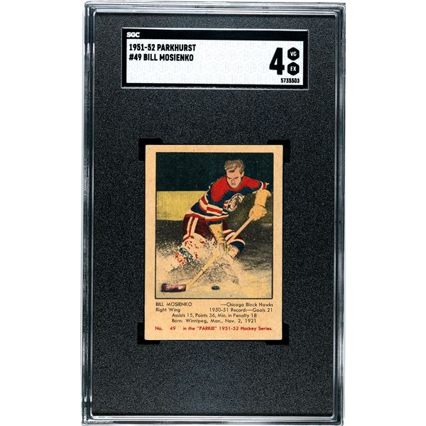 1951-52 Parkhurst #49 Bill Mosienko RC (SGC 4)