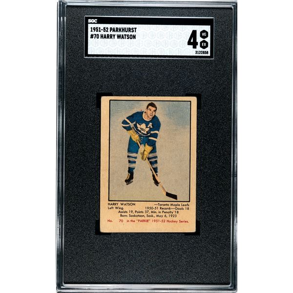 1951-52 Parkhurst #70 Harry Watson RC (SGC 4)