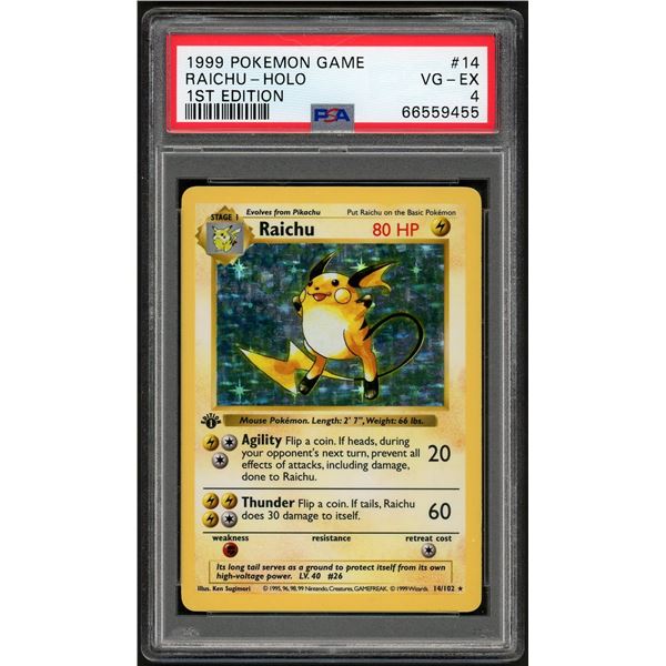 Pokemon: 1999 Raichu 1st Ed Shadowless Holo (PSA 4)