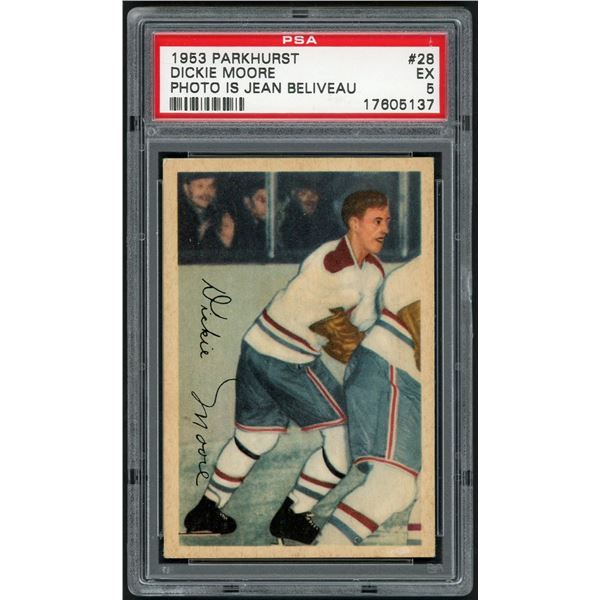 1953-54 Parkhurst #28 Dickie Moore (PSA 5)