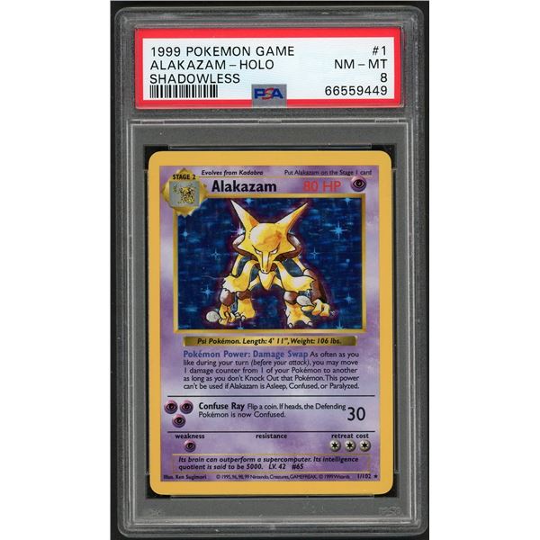 Pokemon: 1999 Alakazam Shadowless Holo (PSA 8)