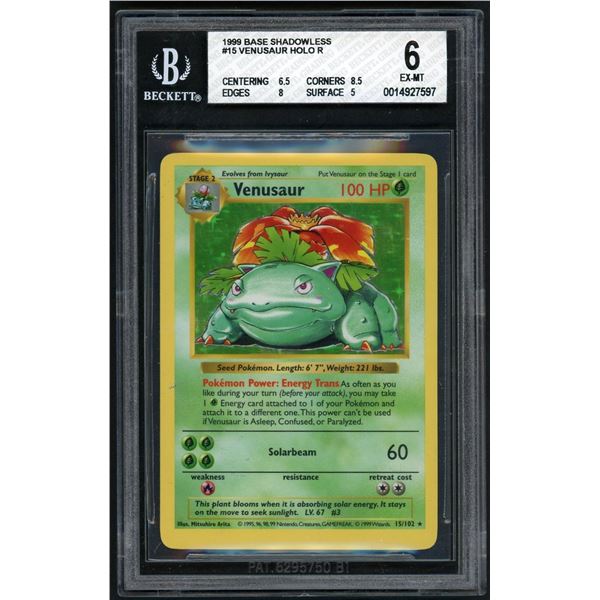 Pokemon: 1999 Venusaur Shadowless Holo (BGS 6)