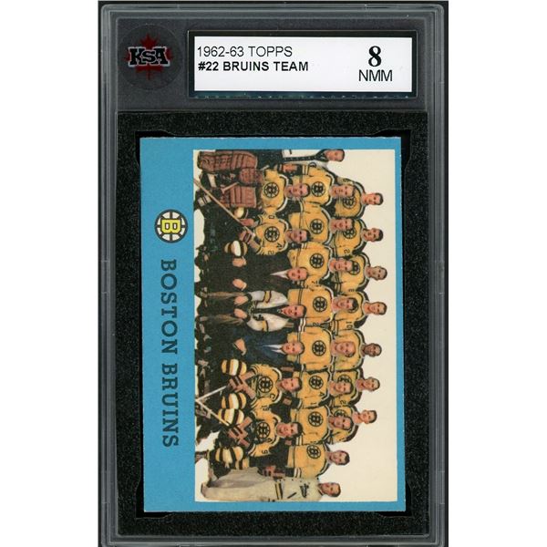 1962-63 Topps #22 Bruins Team Card (KSA 8.5)