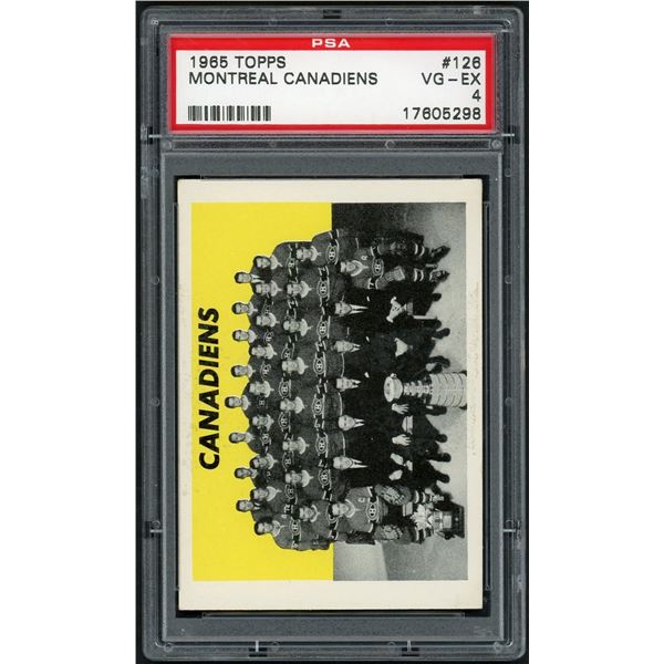 1965-66 Topps #126 Canadiens Team Card SP (PSA 4)