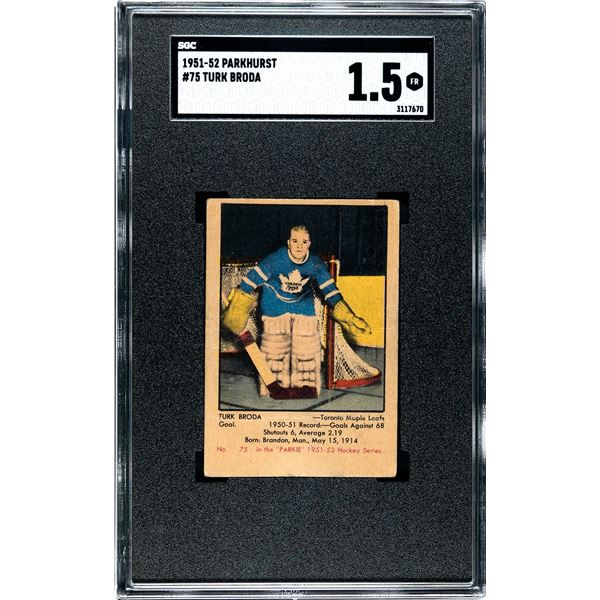 1951-52 Parkhurst #75 Turk Broda (SGC 1.5)