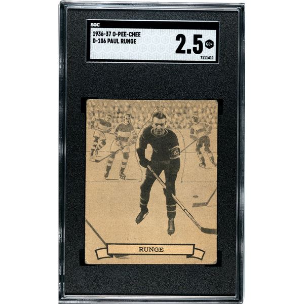 1936-67 O-Pee-Chee #106 Paul Runge RC (SGC 2.5)