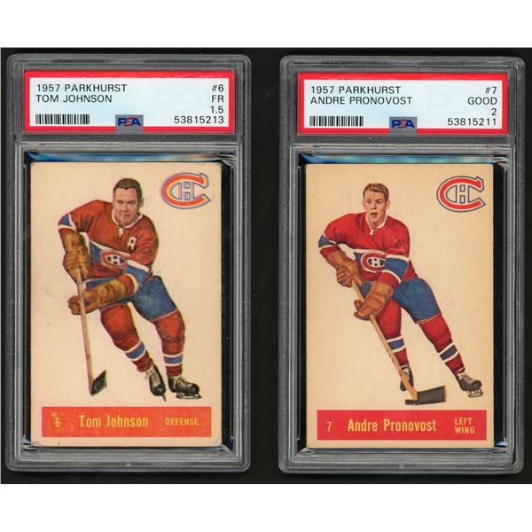 Lot of 4 x 1957-58 Parkhurst Hockey Cards (PSA 1.5 - 4)