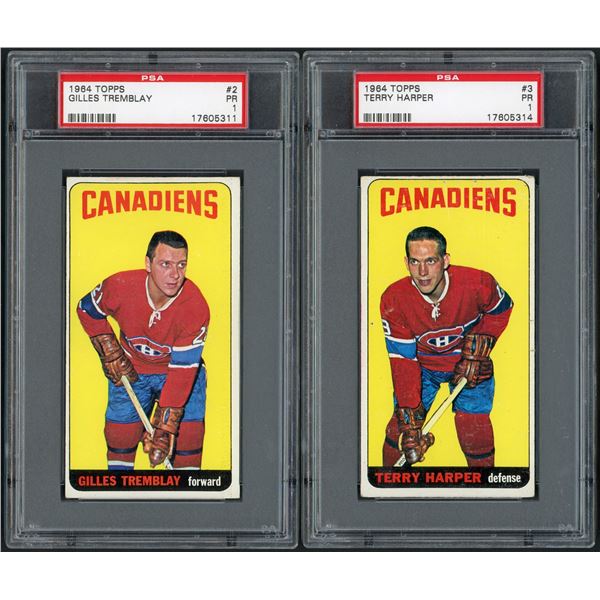 Lot of 4 x 1964-65 Topps Hockey Cards (PSA 1 - 3)