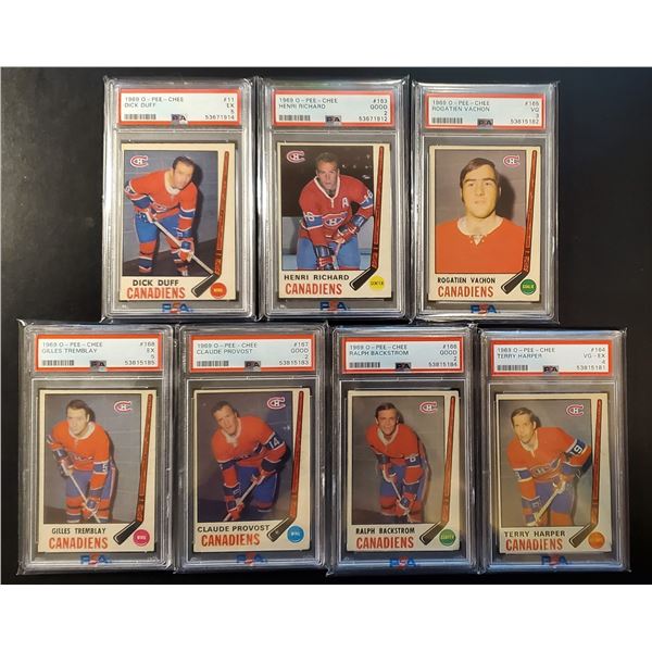 Lot of 7 x 1969-70 OPC Montreal Canadiens (PSA 2-5)