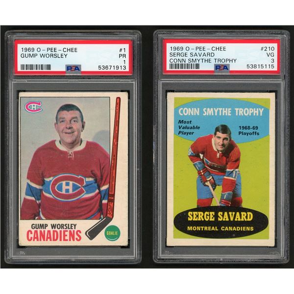 Lot of 4 x 1969-70 OPC Canadiens Special Cards (PSA 1 - 5)