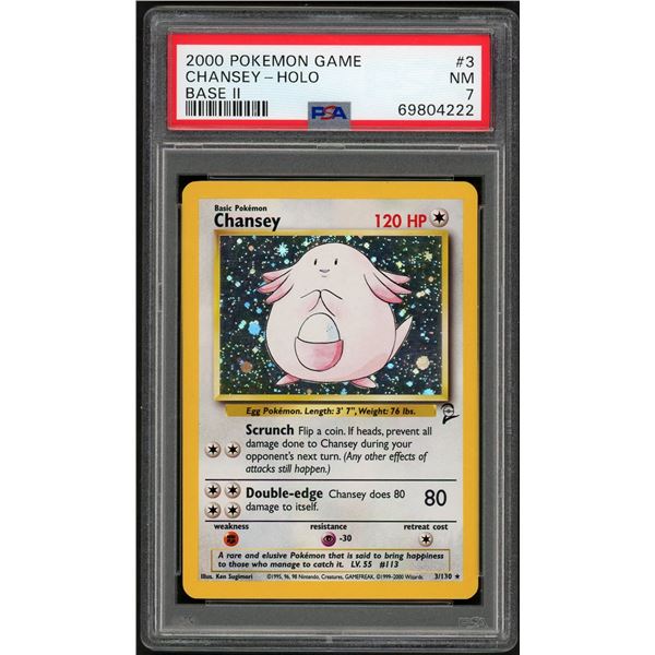 Pokemon: 2000 Chansey Base Set II Holo (PSA 7)