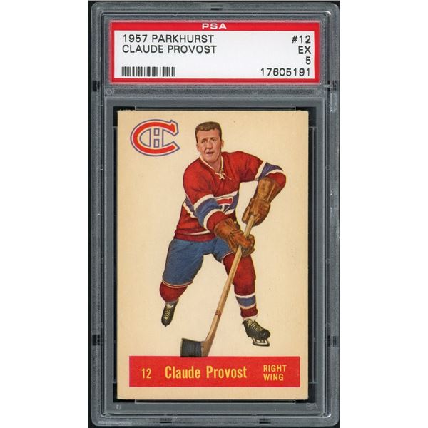 1957-58 Parkhurst #12M Claude Provost RC (PSA 5)