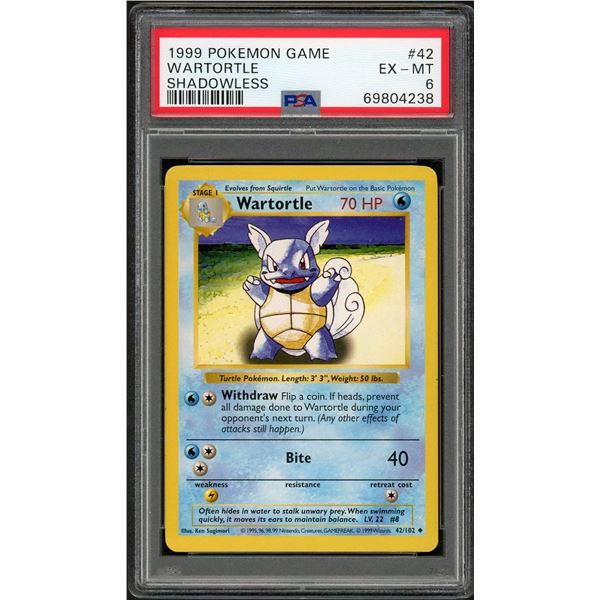 Pokemon: 1999 Wartortle Shadowless (PSA 6)