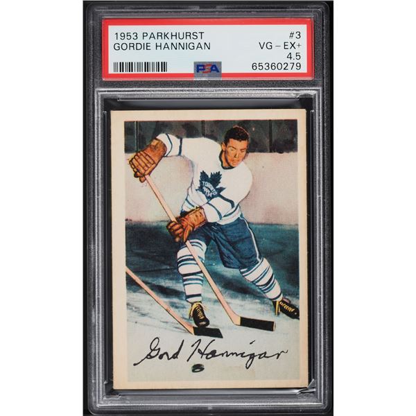 1953-54 Parkhurst #3 Gord Hannigan (PSA 4.5)