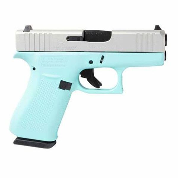 GLOCK 43 9MM ROBIN EGG BLUE/SATIN SLIDE 3.41"