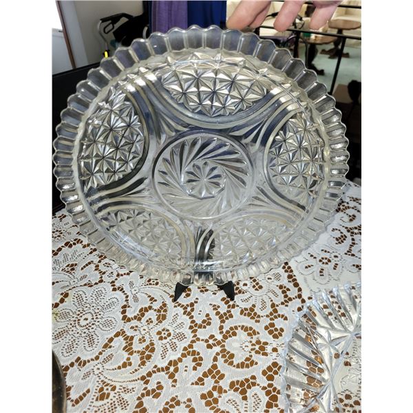 LOT OF 2 CRYSTAL CAKE PLATTERS