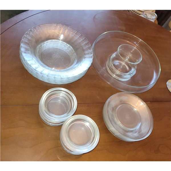 LOT OF 23 CLEAR GLASSWARES UNKNOWN MAKER