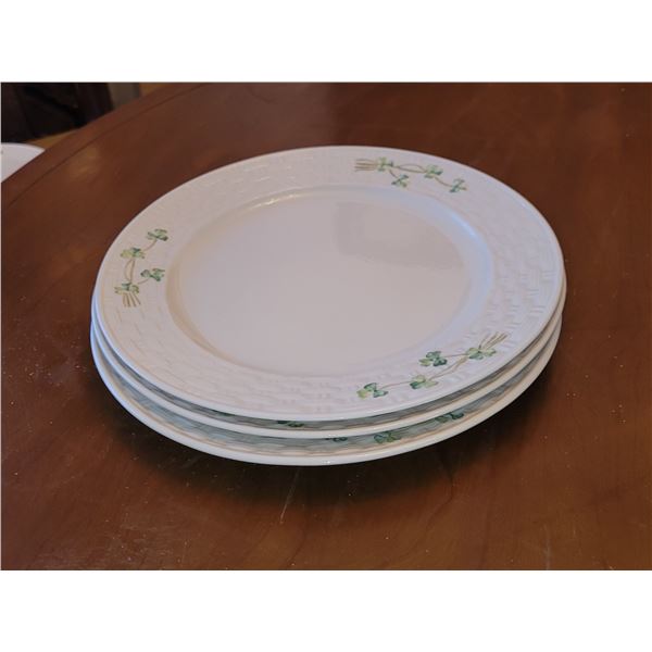 LOT OF 3 BELLEEK SHAMROCK DINNER PLATES