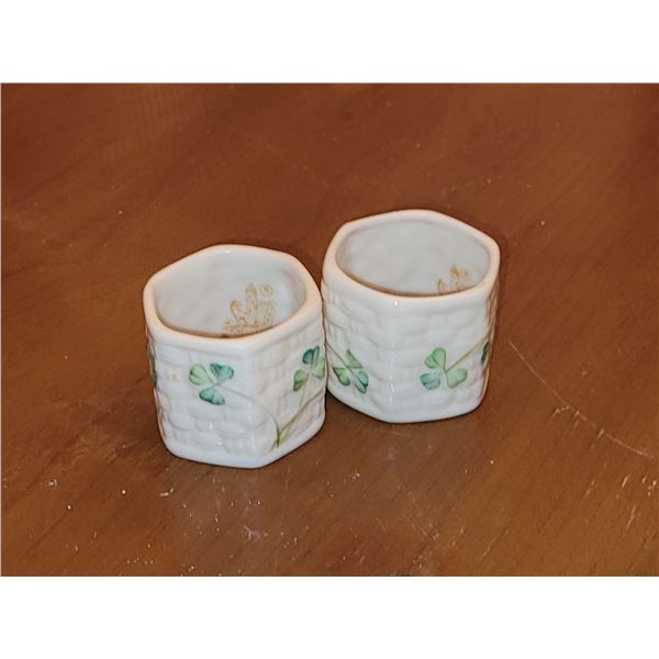 LOT OF 2 BELLEEK SHAMROCK NAPKIN HOLDERS