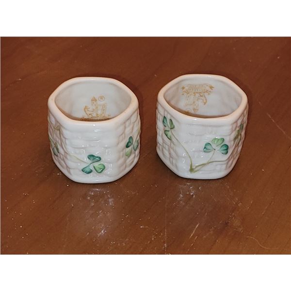 LOT OF 2 BELLEEK SHAMROCK NAPKIN HOLDERS