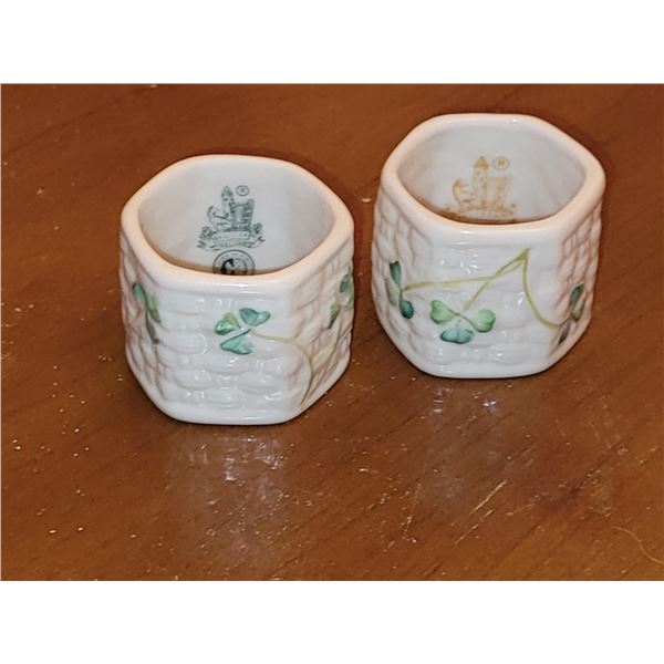 LOT OF 2 BELLEEK SHAMROCK NAPKIN HOLDERS