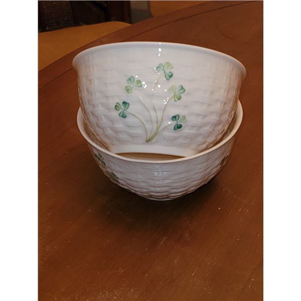 SET OF 2 SHAMROCK BELLEEK CEREAL BOWLS