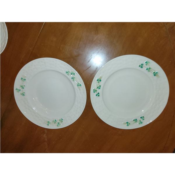 SET OF 2 BELLEEK SHAMROCK BREAD AND BUTTER PLATES