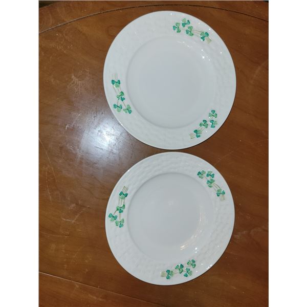 LOT OF 2 BELLEEK SHAMROCK SALAD PLATES