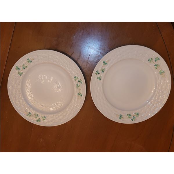 LOT OF 2 BELLEEK SHAMROCK SALAD PLATES