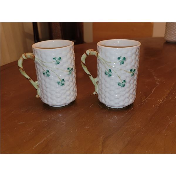 LOT OF 2 BELLEEK SHAMROCK GAELIC COFFEE CUPS