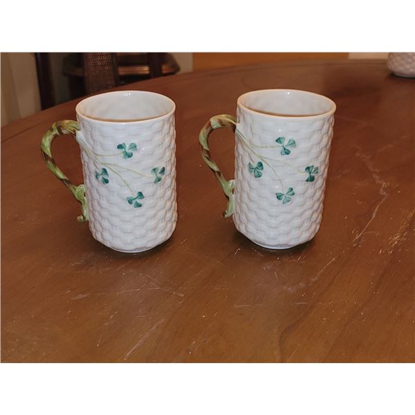 LOT OF 2 BELLEEK SHAMROCK GAELIC COFFEE CUPS