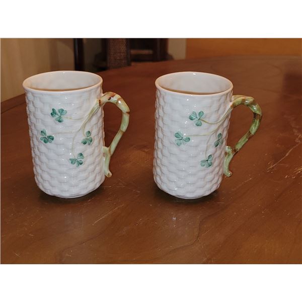 LOT OF 2 BELLEEK SHAMROCK GAELIC COFFEE CUPS