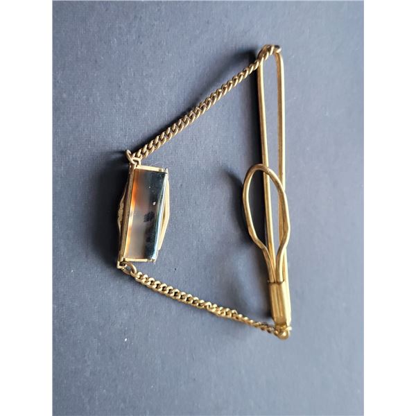 VINTAGE AGATE TIE PIN UNTESTED METAL CONTENT