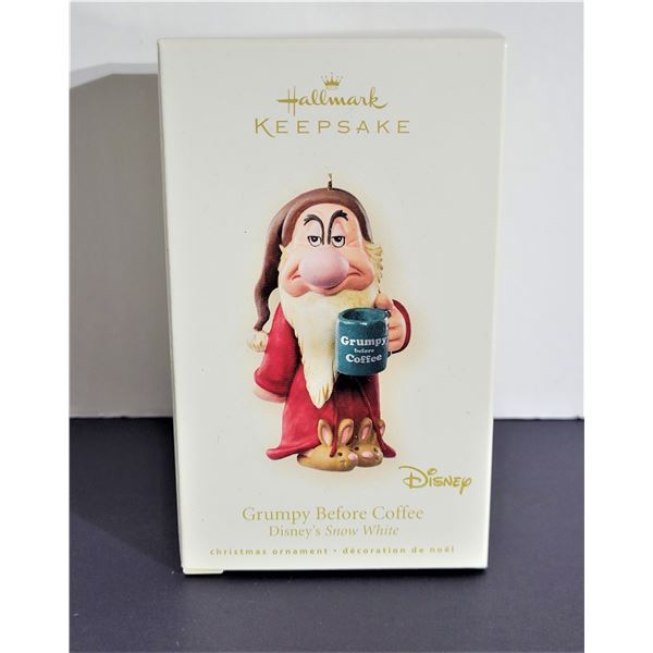 DISNEY GRUMPY BEFORE COFFEE KEEPSAKE ORNAMENT NIB